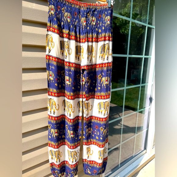 Harem Pants w Elephant Print - Picture 1 of 8